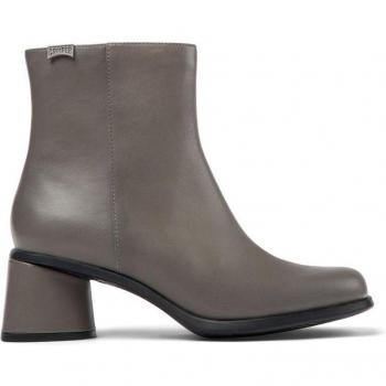 Camper Kiara Women's Grey Smooth Leather Ankle Boots with Block Heel