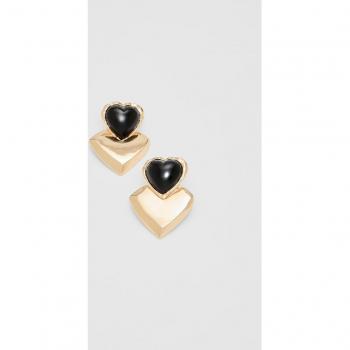 Gold Contrast Heart Earrings OS