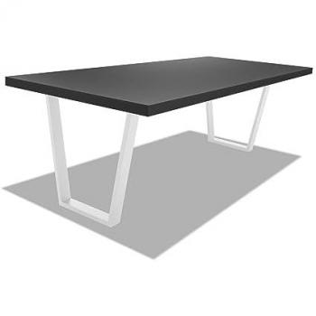 Mesa de Comedor Frankystar de Madera y Metal con Patas Trapezoidales Blancas - 160x90 cm