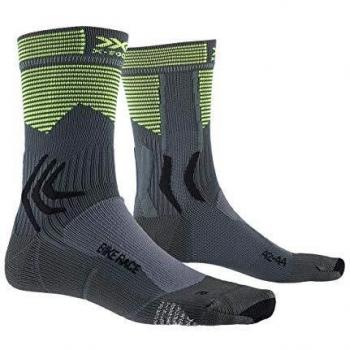 X-Socks Bike Race Socks, Unisex Adulto, Charcoal/Phyton Yellow, 45-47
