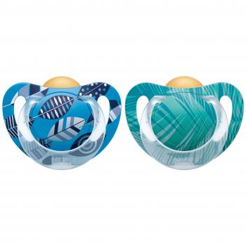 Chupete NUK 10172082 Genius Color de látex Toothfriendly, forma de ortodoncia, BPA, 6-18 meses, tamaño 2, azul / verde
