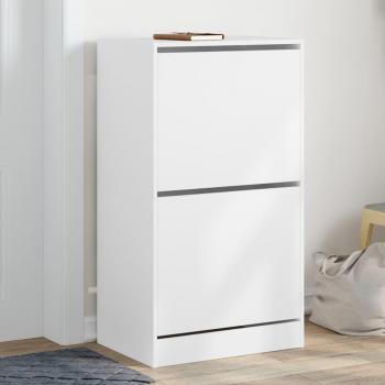 Zapatero con 2 cajones abatibles blanco 60x42x108 cm