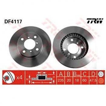 Disco de freno TRW DF4117 frente, ventilado, 1 pieza
