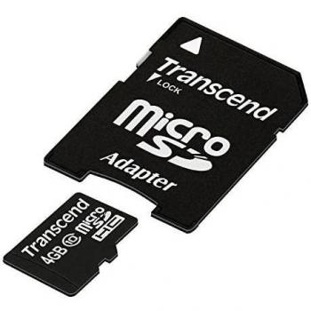 Transcend 4GB MicroSDHC Clase 10 con Adaptador Premium y Resistente a la Temperatura