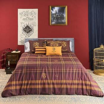 Funda Nórdica Harry Potter Gryffindor Multicolor 100% algodón 175 hilos con botones para cama de 135/140 cm, dimensiones 220 x 220 cm