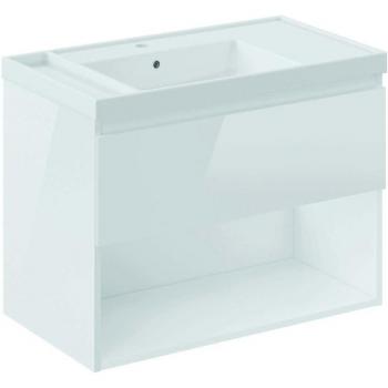 COSMIC BBEST - Mueble de baño suspendido con lavabo Teckstone, 1 cajón y 1 hueco en color blanco brillo