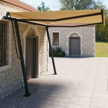 Toldo Retráctil Manual Day and Night 4x3 m con postes amarillos y blancos