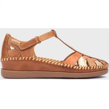 Sandalias de piel Cadaqués para mujer en color cuero con cierre adherente