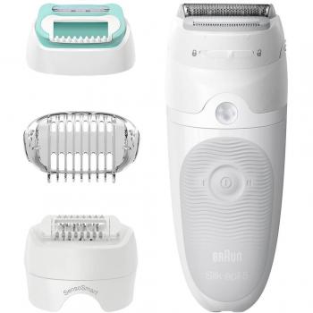 Depiladora Eléctrica Braun Silk-épil 5, 28 pinzas, Uso en Seco y Mojado, Blanco/Gris