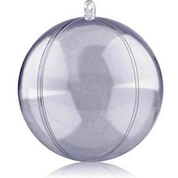 Amzdeal Bolas de Navidad Forma redonda Plástico transparente para decorar el arbol de navidad lleno de dulces, chocolates y regalos Diámetro de 10 cm Un pack de doce bolas