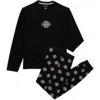 Pijama de manga larga negro para hombre Lacoste