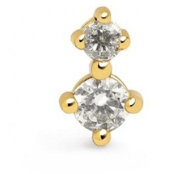Pendiente Suelto Singularu Petite - Pendiente Suelto en Plata de Ley 925 con acabado de Baño en Oro de 18 Kt - Pendiente con Detalles en Circonitas- Joyas para Mujer