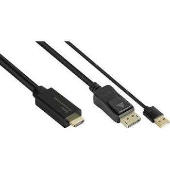 Cable Adaptador HDMI 2.0b a DisplayPort 1.2, 4K @60Hz, Alimentación USB, 1 m