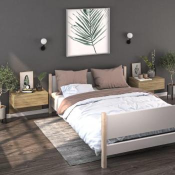 Set de 2 Mesitas de Noche de Pared en Roble Sonoma