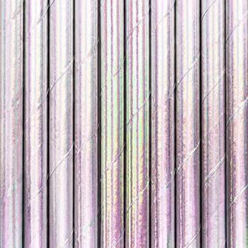 PartyDeco Set de 10 pajitas iridescentes de Papel - Iridescent