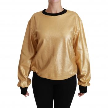 Dolce & Gabbana Gold Cotton Crewneck Pullover Sweater - IT42|M