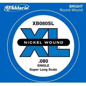 D'Addario XB080SL Nickel Wound Bass Guitar Single String, Super Long Scale.080