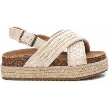 Sandalias Xti Kids Niña Nude con Hebilla Rafia y Antelina Plataforma Yute