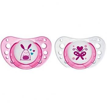 Chicco Physio Air Latex Pacifier for Girls 0-6 Months, 2 Pack