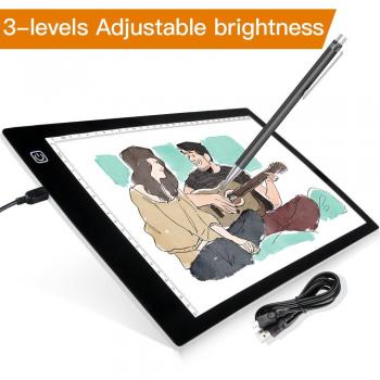 Tableta de Luz,LB-A4 Dibujo de Caja de Luz,Mesa de Luz Tablero de Luz con Brillo Ajustable Cable USB, Light Pad para Artistas, Dibujo, Animación, Bocetos, Diseño