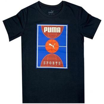 Camiseta Infantil Puma Bppo Basket Blank Ba Azul Oscuro y Negro, Manga Corta