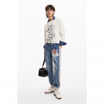 Desigual - Vaquero recto de mujer jogger combinado y chándal vaquero de mujer Desigual Mickey