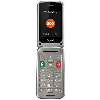 Gigaset GL590 - Teléfono móvil para Mayores con Teclas Grandes - Pantalla de Alta Visibilidad - botón de Emergencia SOS - Teclas extragrandes - Compatible con audífonos - móvil Plegable, Gris
