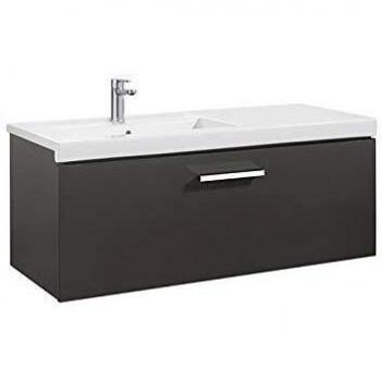 Mueble de baño Unik Prisma con cajón y lavabo izquierdo - Gris antracita - 1100x460x450 mm