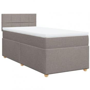 Estructura de cama box spring con colchón de muelles en tela gris taupe 90x190 cm
