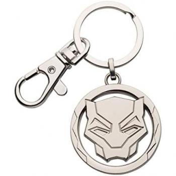 Llavero Marvel Black Panther Wakanda Forever Símbolo Pantera - Llavero de metal, diseño detallado del símbolo de Black Panther, acabado en color negro y dorado, tamaño compacto ideal para llaves o mochilas