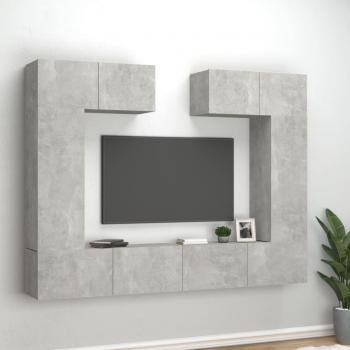 Set de Muebles para TV 6 Piezas en Madera Contrachapada Gris Hormigón