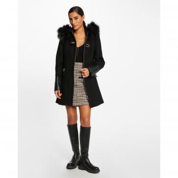 Morgan Women's Straight Wool Coat with Zipper and Hood