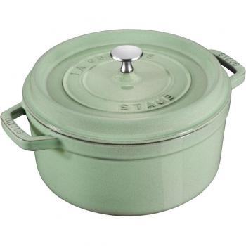 Staub - Cocotte Salvia Staub, cacerola redonda de hierro fundido con esmaltado interior, ideal para estofar, guisar y cocinar