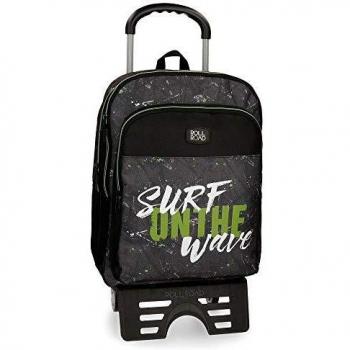 Roll Road California Mochila Escolar Doble Compartimento con Carro Negro 33x42x17 cms Poliéster 23.56L