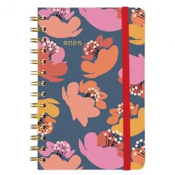 Finocam - Agenda Espiral You 2025 Tulip, doble año, enero 2025 - diciembre 2025 (12 meses), semana vista horizontal, tamaño E5-117x181 mm, multicolor y multilingüe