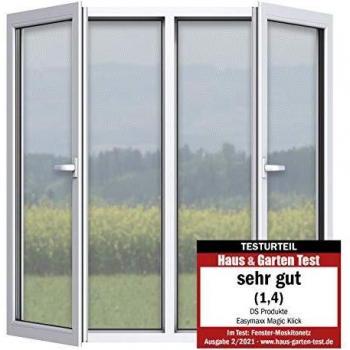 EASYmaxx mosquitera para ventanasMagic Click | Cortada a medida para todas las ventanas hasta 150 x 130 cm | Práctico cierre magnético, fácil montaje adhesivo [transparente]