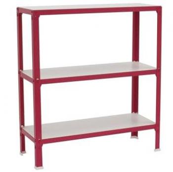 Estantería Metálica Sin Tornillos SimonHome Click Wood Plus 3 Baldas Rosa/Blanco, Alta Capacidad 150 kg, 900x1000x300 mm
