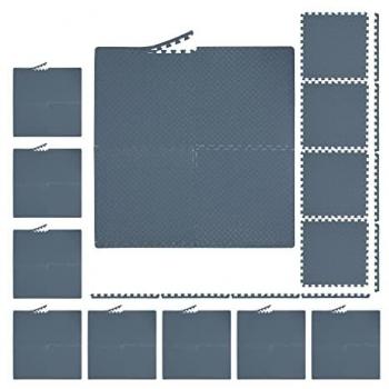 Esteras de Goma EVA para Gimnasio, 60x60 cm, Pack de 40, Alfombra Puzle Protectora, Gris, Área Total 3m²