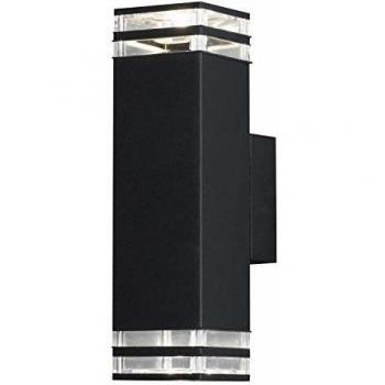 Aplique de exterior Pollux, 27,5 cm, negro, aluminio, 2 luces, IP44
