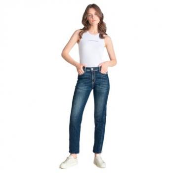 Le Temps des Cerises Women's 7/8 Basic Jeans, Straight Fit, Blue, Size 33