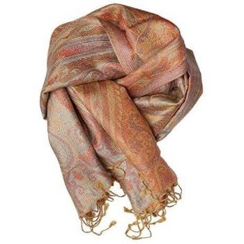 Bufanda de seda tradicional de Punjab, India, estampado de paisley/cachemir, 160x35 cm, marrón