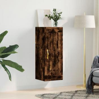 Mueble de pared de madera multicapa en roble batido ahumado, dimensiones 34,5x34x90 cm