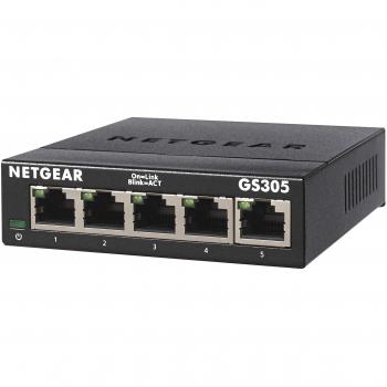 NETGEAR 5 Port Gigabit Network Switch GS305 | Ethernet Switch | Ethernet Splitter | Plug-and-Play | Silent Operation | Desktop or Wall Mount