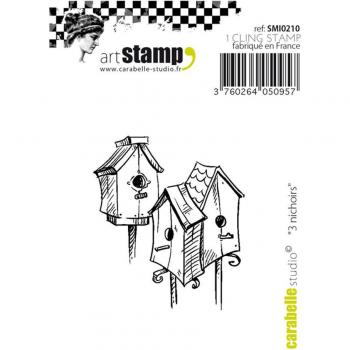 Carabelle Studio Bird Houses Sello Cling Art,3 nichoirs, para proyectos de estampación, creación de Tarjetas y scrapbooks