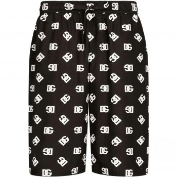 Dolce & Gabbana Men's Allover Logo Shorts in Black | Size 46 | GV37ATGH563HNVAA