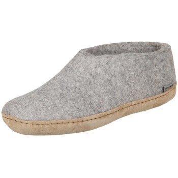 Glerups Wool Slipper Shoes for Adults - Grey Leather/Wool, Size 39 M