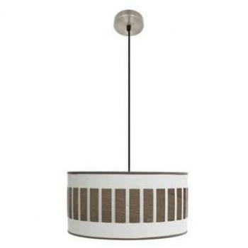 Lámpara Colgante Ivanna 1xe27 Cuero/Blanco-Madera Oscura 40x40 cm - Estilo Moderno