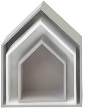 MUEMUE Maison B4 - Juego de 3 estantes, 37,5 x 29 x 12 cm, color blanco, gris, MDF