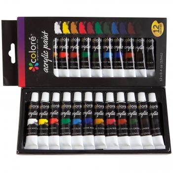 Set de Pinturas Acrílica – Para Pintar sobre Lienzo, Arcilla, Tejidos, Uñas, Cerámica y Artesanías – Ricas en Pigmentos con Calidad Duradera – Juego de 12