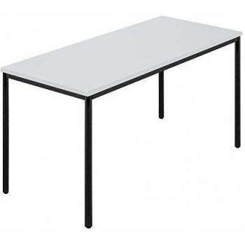 Mesa rectangular de tubo redondo revestido 1400 x 700 mm, gris/antracita - Kaiserkraft